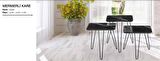 Zigon OSM 18275 KARE Model sehpa Metal V Ayak Parlak ahşap mermer tabla El Yapım 