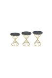 Brc18512 RİVOLİ Zigon Model Metal Gold Renk Siyah mermer temper Tabla Cam El Yapı