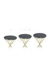 Brc18512 RİVOLİ Zigon Model Metal Gold Renk Siyah mermer temper Tabla Cam El Yapı