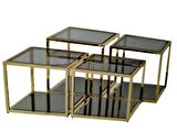 Zigon Orta 19333 Model kare Metal gold kaplama Temper kırılmaz cam füme El yapım