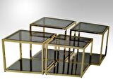 Zigon Orta 19333 Model kare Metal gold kaplama Temper kırılmaz cam füme El yapım