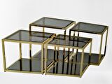 Zigon Orta 19333 Model kare Metal gold kaplama Temper kırılmaz cam füme El yapım