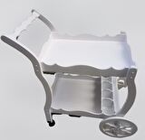 Bengi Servis Araba Teker EKO Model MDF İnce torna Parlak Beyaz Boya Yemek servis ideal çözüm El Yapım