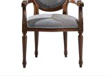 Sandalye 19773 Zus036 Model kolçak oyma Madalyon Model Gri Kumaş Ceviz El yapım