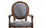 Sandalye 19773 Zus036 Model kolçak oyma Madalyon Model Gri Kumaş Ceviz El yapım