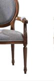 Sandalye 19773 Zus036 Model kolçak oyma Madalyon Model Gri Kumaş Ceviz El yapım