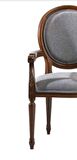 Sandalye 19773 Zus036 Model kolçak oyma Madalyon Model Gri Kumaş Ceviz El yapım
