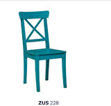 Sandalye 198799 Zus228 Çapraz Sırt Model Parlak Turkuaz Boya Ahşap Kayın Küt Ayak