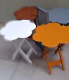 Çanta Zigon Sehpa Papatya Dörtlü Model Ahşap Mdf 4 Renk Ceviz, Hardal Beyaz ve Gri Renk Uyumu El Yapımı