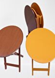 Çanta Zigon Sehpa Oval Model Dörtlü Ahşap Mdf Ceviz ve Hardal  Renk Uyumu El Yapımı