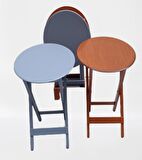 Çanta Zigon Sehpa Oval Model Dörtlü Ahşap Mdf Ceviz ve Gri  Renk Uyumu El Yapımı 
