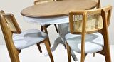 Masa Sandalye Takımı Ihlamur Baba Ayak Model MDF Tabla 110 cm Beyaz Ceviz El yapım