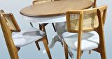 Masa Sandalye Takımı Ihlamur Baba Ayak Model MDF Tabla 110 cm Beyaz Ceviz El yapım