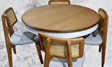 Masa Sandalye Takımı Ihlamur Baba Ayak Model MDF Tabla 110 cm Beyaz Ceviz El yapım