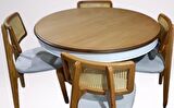 Masa Sandalye Takımı Ihlamur Baba Ayak Model MDF Tabla 120 cm Beyaz Ceviz El yapım