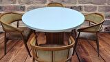 Masa Anıt 110 cm Hasır Sandalye Takım Model MDF Tabla Beyaz Renk El yapım