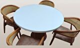 Masa Anıt 110 cm Hasır Sandalye Takım Model MDF Tabla Beyaz Renk El yapım