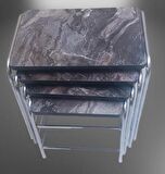 Zigon Sehpa Demet Model Metal Nikelaj Ayak Açık Siyah Mermer Desen Tabla El Yapım