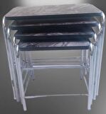 Zigon Sehpa Demet Model Metal Nikelaj Ayak Açık Siyah Mermer Desen Tabla El Yapım