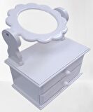 Hobi ADN Dekoratif Aynalı Makyaj Kutu Ahşap MDF Beyaz Lake Boya MODEL El Yapım