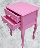 Komodin 90359Model Klasik Kayın Aslan Ayak Parlak Pembe Lake Çift Çekmece El Yapım