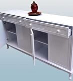 Konsol Klasik Model Tv Sehpa 90386 Ahşap MDF Parlak Beyaz Boya El Yapım