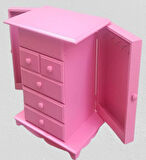 Hobi Takı Kutu Makyaj Şifonyer 90389 Model 9Çekmece Parlak Pembe Ahşap MDF ElYapım