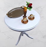 Fiskos Sehpa EKO 90502 Baba 3 Ayak 60CM Hareketli MDF Tabla Parlak Beyaz El Yapım
