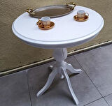 Fiskos Sehpa EKO 90504 Baba 4Ayak 65 CM Hareketli MDF Tabla Parlak Beyaz El Yapım