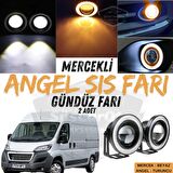 Peugeot Boxer Uyumlu Üniversal Mercekli Angel Sis Farı Metal Su Geçirmez 76 mm Turuncu Halkalı Gündüz Farı Angel Eyes 2 Adet