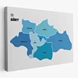 Harita Sepeti Siirt İli ve İlçeler Haritası Dekoratif Kanvas Tablo 1450