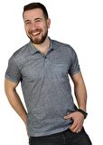 Erkek Gri  Polo Yaka Düz T-Shirt Klasik Kesim