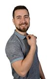 Erkek Gri  Polo Yaka Düz T-Shirt Klasik Kesim