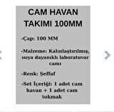 Cam Havan Takımı 100 mm – Şeffaf Küçük Boy Eczane ve Laboratuvar Tipi Ezme & Öğütme Takımı
