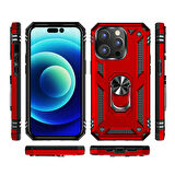 Gpack Apple iPhone 14 Pro Kılıf Vega Sert Silikon Tank Standlı Yüzüklü MıknatıslıNano