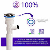 Çift Çamaşır ve Bulaşık  Makinesi için Körüklü Lavabo Sifonu(Çift Girişli)