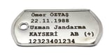 Lazer Baskı Orjinal Asker Künyesi