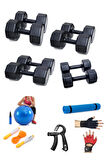 PS SPOR 4 SET DAMBIL 3 KG X 2 AD. 6 KG X 2 AD. 8 KG X 2 AD. 10 KG X 2 AD.+5ÇEŞİT EGZERİZ SETİ