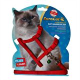 Eurocat Kedi Göğüs Tasma Seti Kırmızı