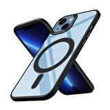 Smcase iPhone 14 Kılıf Manyetik Wiriless Destekli Krom Silikon