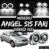 Opel Astra G 1998-2004 Uyumlu Üniversal Mercekli Angel Sis Farı Metal Su Geçirmez 76 mm Beyaz Halkalı Gündüz Farı Angel Eyes 2 Adet