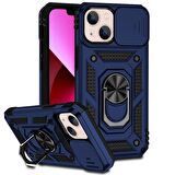 Smcase iPhone 14 Plus Kılıf Kamera Korumalı Yüzüklü Tank Pars Silikon