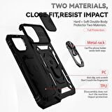 Smcase iPhone 14 Plus Kılıf Kamera Korumalı Yüzüklü Tank Pars Silikon
