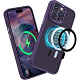 Smcase iPhone 14 Pro Kılıf Manyetik Wiriless Destekli Krom Slim Silikon