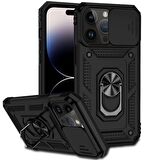Gpack Apple iPhone 14 Pro Kılıf Tank Aramid Sürgülü Vega YüzüklüNano