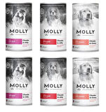 Molly 3 Çeşit Karma Köpek Konservesi 400 Gr X 6 Adet