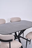 Çapraz Polo Demir High Gloss Yemek Masa Sandalye Takımı 90x160