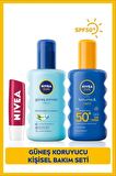 Nivea Sun Güneş Koruyucu Sprey Spf50 200ml, Güneş Sonrası Nemlendirici Sprey 200ml, Dudak Bakım Kremi