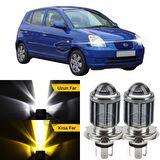 Kia Picanto 2003-2011 Uyumlu Mercekli Far Ampulü Led Xenon Çift Renk Sarı-Beyaz Far Şimşek Etkili CSP Led Lamba Uzun Kısa 2 Adet Takım
