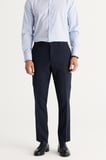 Erkek Lacivert Comfort Fit Rahat Kesim Beli Lastikli Desenli Esnek Pantolon